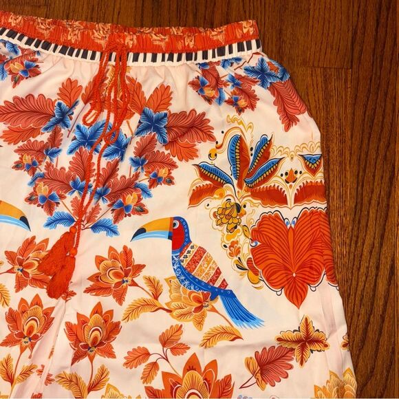 CUPSHE NWT Size L Tropical Parrot Boho Wide Leg Drawstring Pants - Picture 3 of 5